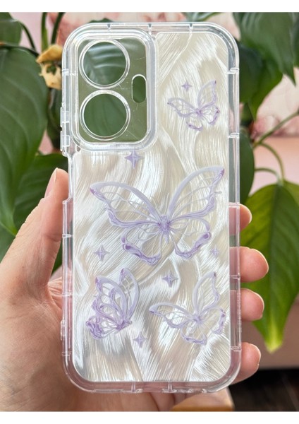 Realme C55 Kılıf Parlak Hologramlı Kelebek Desenli Darbe Emici Kamera Korumalı Renkli Silikon indirimleri