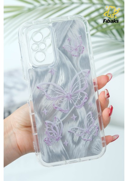 Xiaomi Redmi Note 10 Pro Kılıf Sök Tak Kamera Korumalı Parlak Hologramlı Kelebek Desenli Darbe Emici