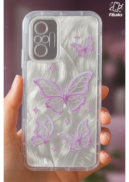 Xiaomi Redmi Note 10 Pro Kılıf Sök Tak Kamera Korumalı Parlak Hologramlı Kelebek Desenli Darbe Emici fiyatları