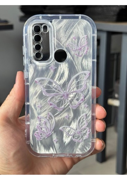 Xiaomi Redmi Note 8 Kılıf Sök Tak Kamera Korumalı Parlak Hologramlı Kelebek Desenli Darbe Emici modelleri