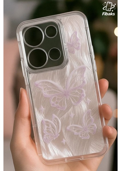 Xiaomi Redmi Note 13 Pro 4g Kılıf Parlak Hologramlı Kelebek Desenli Darbe Emici Kamera Korumalı Silikon fiyatları
