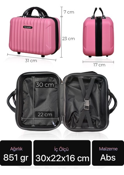 Şık Pembe Abs Makyaj Çantası El Valizi, Pratik ve Hafif Tasarım indirimleri