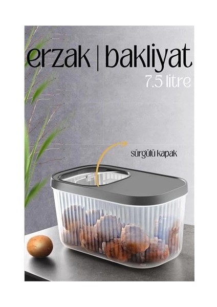 Bx Multibox Erzak Bakliyat Kutusu Sürgülü Kapak 7.5 Litre