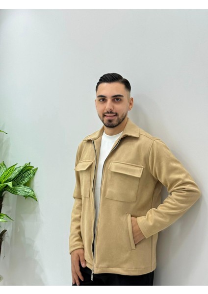 Erkek Yeni Sezon Regular Ithal Süet Kumaş Içi Şardonlu Fermuarlı Ceket Yumuşak Dokulu Regular