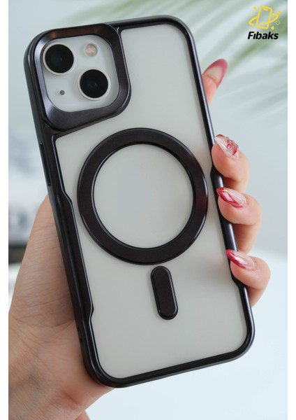 Apple iPhone 15/14/13 Kılıf Prizma Kamera Çıkıntılı Magsafe Şarj Destekli Mat Renkli Şeffaf Kapak