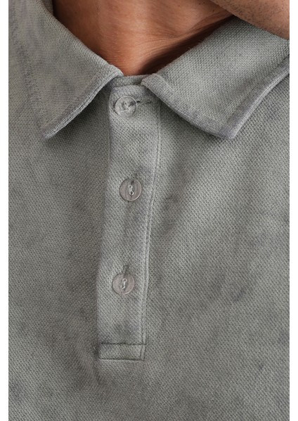 Eskitme Efektli Yıkamalı Double Pike Kumaş Erkek Polo Yaka Loose Fit Tişört fırsatları
