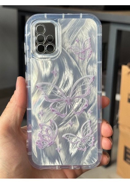 Samsung Galaxy A71 Kılıf Sök Tak Kamera Korumalı Parlak Hologramlı Kelebek Desenli Darbe Emici modelleri