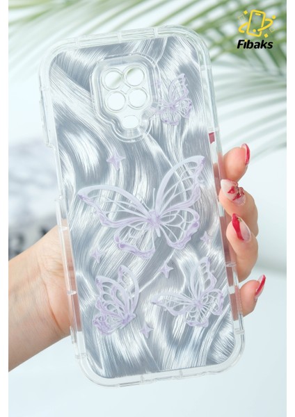 Xiaomi Redmi Note 9s - 9 Pro Kılıf Parlak Hologramlı Kelebek Desenli Darbe Emici Kamera Korumalı Silikon