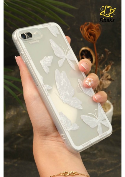Apple iPhone 7/8 Plus Kılıf Tasarımlı Desenli Kamera Korumalı Şeffaf Kelebek Esnek Yumuşak Silikon Kapak