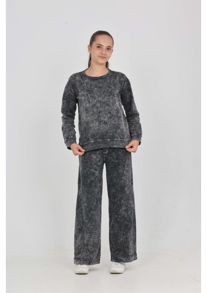 Kız Çocuk Asit Yıkamalı Eşofman Takım