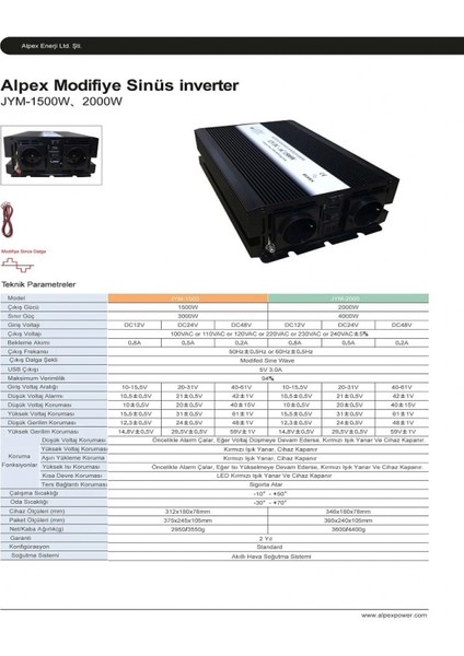 2000 Watt 12 Volt Modifiye Sinüs Inverter