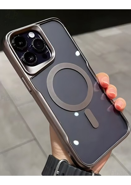 Apple iPhone 14 Pro Max Kılıf Prizma Kamera Çıkıntılı Magsafe Şarj Destekli Mat Renkli Şeffaf Kapak
