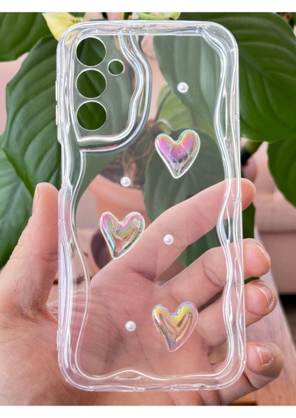 Samsung Galaxy A35 Kılıf 3D Kalpli Inci Tasarımlı Desenli Kamera Korumalı Şeffaf Silikon Kapak fırsatları
