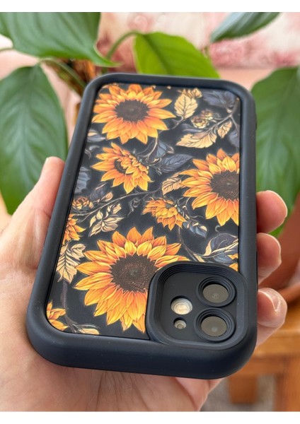 Apple iPhone 11 Kılıf Yumuşak Dokulu Ayçiçeği Desenli Yumuşak Kamera Korumalı Silikon Kapak