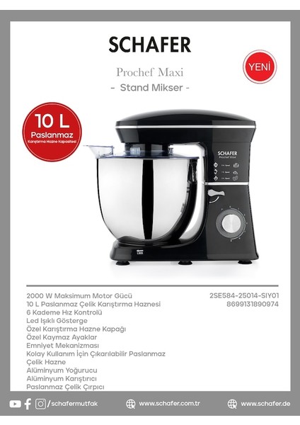 Prochef Maxi 10 L Standlı Mikser fiyatları