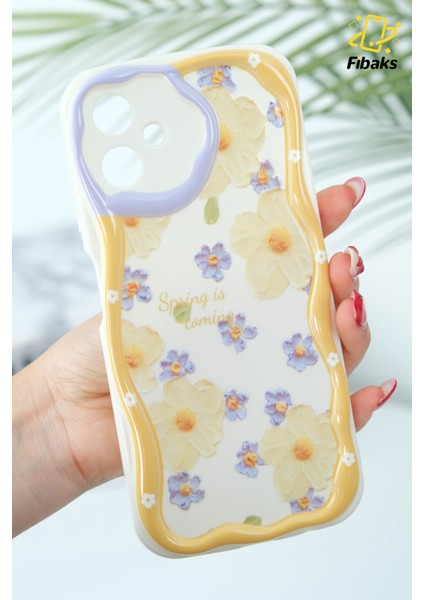 Samsung Galaxy A06 Kılıf Tasarımlı Desenli Kamera Korumalı Papatya Çiçek Renkli Silikon Kapak