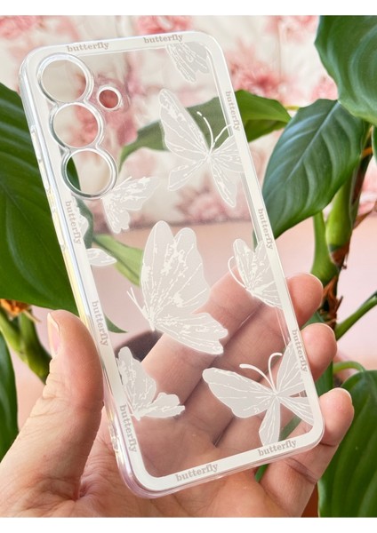 Samsung Galaxy A16 Kılıf Şeffaf Kelebek Tasarımlı Desenli Kamera Korumalı Yumuşak Silikon Kapak