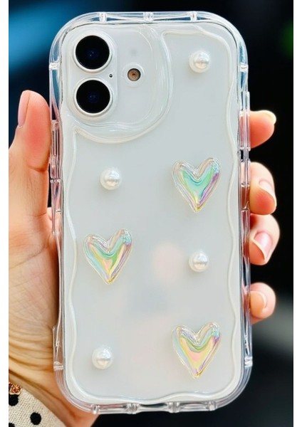 Samsung Galaxy A06 Kılıf 3D Kalpli Inci Tasarımlı Desenli Kamera Korumalı Silikon Kapak modelleri