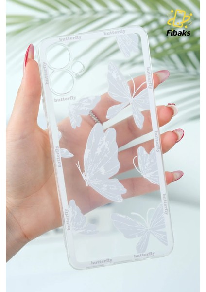 Samsung Galaxy A06 Kılıf Şeffaf Kelebek Tasarımlı Desenli Kamera Korumalı Yumuşak Silikon Kapak