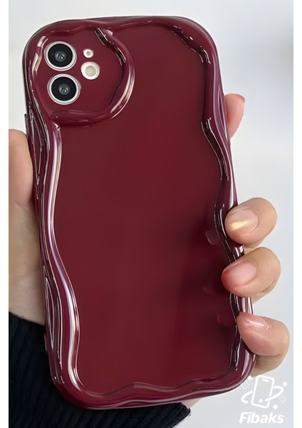Apple iPhone 11 Uyumlu Kılıf Kamera Korumalı Dalga Kenarlı Darbe Emici Bordo Silikon Kapak modelleri