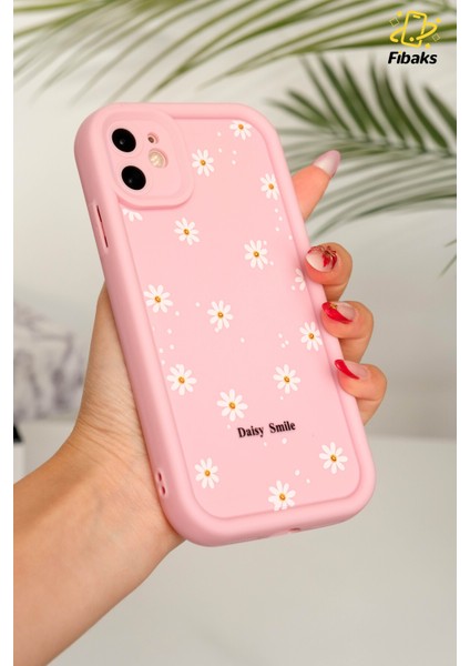 Apple iPhone 11 Kılıf Yumuşak Dokulu Papatya Desenli Yumuşak Kamera Korumalı Silikon Kapak