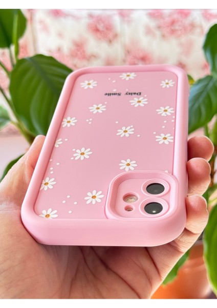 Apple iPhone 11 Kılıf Yumuşak Dokulu Papatya Desenli Yumuşak Kamera Korumalı Silikon Kapak