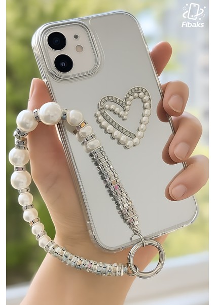 Apple iPhone 11 Kılıf Aynalı Inci Charm Askılı Kalp Tasarımlı Desenli Silikon Kapak indirimleri