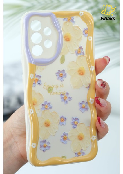 Samsung Galaxy A13 Uyumlu Kılıf Tasarımlı Desenli Kamera Korumalı Papatya Çiçek Renkli Silikon Kapak