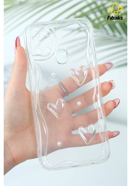 Samsung Galaxy A21S Kılıf 3D Kalpli Inci Tasarımlı Desenli Kamera Korumalı Şeffaf Silikon Kapak fırsatları