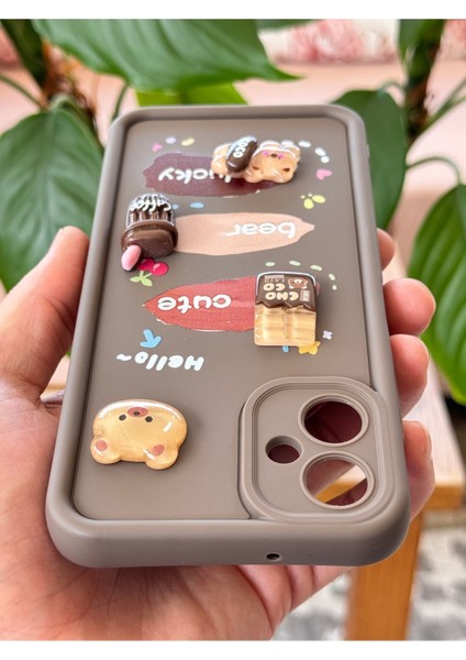 Samsung Galaxy A06 Kılıf Ayıcık Kahve Tasarımlı Desenli Kamera Korumalı Yumuşak Silikon Kapak