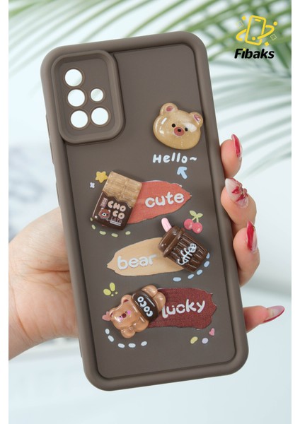 Samsung Galaxy A71 Kılıf Tasarımlı Desenli Kamera Korumalı Ayıcık Kahve Yumuşak Silikon Kapak fırsatları