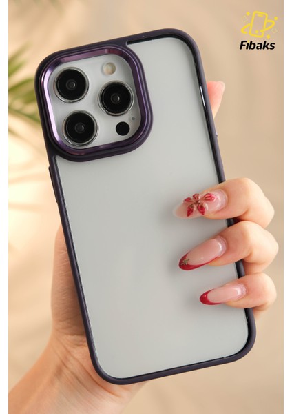 Apple iPhone 14 Pro Max Kılıf Kenarları Parlak Arkası Şeffaf Hassas Butonlu Renkli Kapak