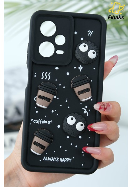Xiaomi Redmi Note 12 Pro 5g Kılıf Tasarımlı Desenli Kamera Korumalı Coffee Kurabiye Yumuşak Silikon Kapak