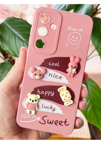 Samsung Galaxy S21 Fe Uyumlu Kılıf Tasarımlı Desenli Kamera Korumalı Tavşan Pembe Yumuşak Silikon Kapak fiyatları