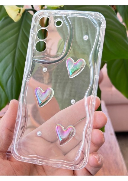 Samsung Galaxy S20 Fe Kılıf 3D Kalpli Inci Tasarımlı Desenli Kamera Korumalı Şeffaf Silikon Kapak modelleri