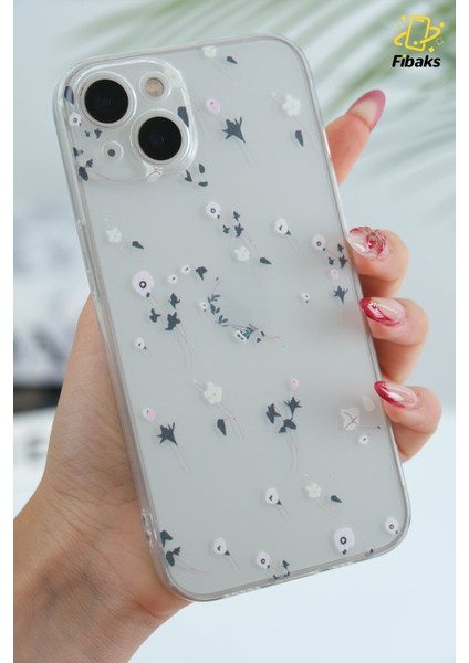 Apple iPhone 14/13 Uyumlu Kılıf Tasarımlı Desenli Kamera Korumalı Şeffaf Çiçek Esnek Yumuşak Silikon Kapak