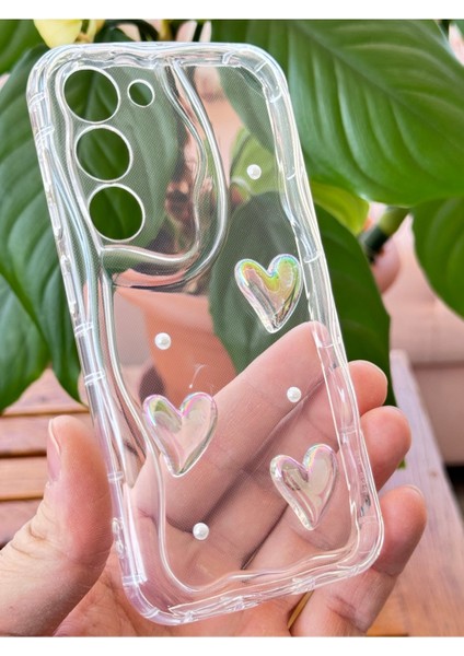 Samsung Galaxy S21 Fe Kılıf 3D Kalpli Inci Tasarımlı Desenli Kamera Korumalı Şeffaf Silikon Kapak fırsatları