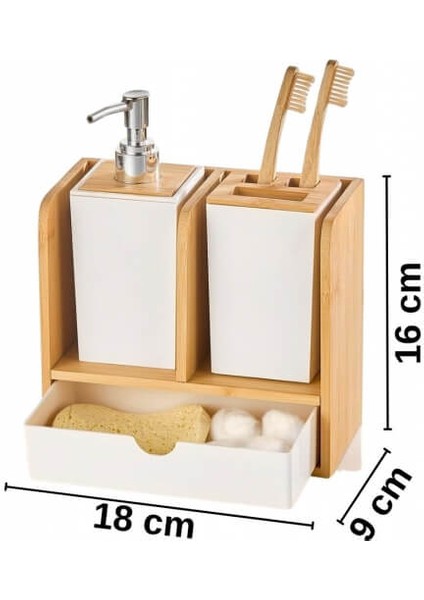 Standlı Çekmeceli Bambu Sabunluk Diş Fırçalık fırsatları