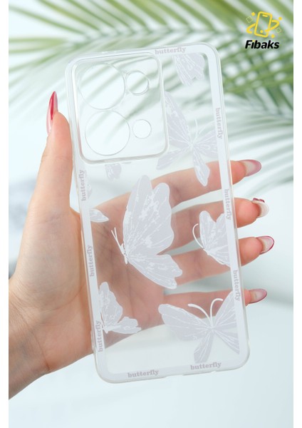 Xiaomi Redmi Note 13 Pro 5g Kılıf Şeffaf Kelebek Tasarımlı Desenli Kamera Korumalı Yumuşak Kapak