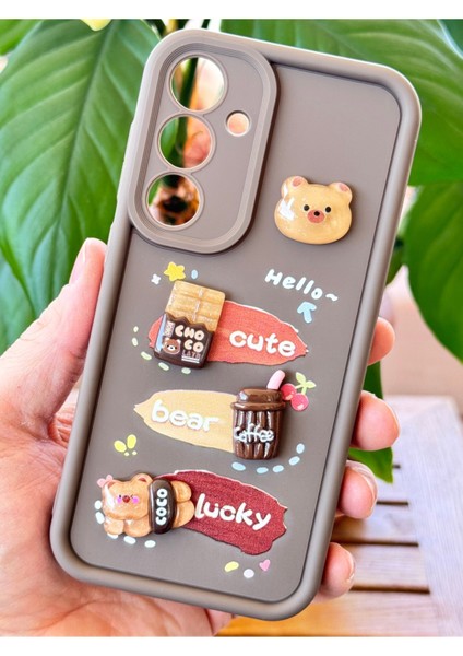 Samsung Galaxy S24 Plus Kılıf Tasarımlı Desenli Kamera Korumalı Ayıcık Kahve Yumuşak Silikon Kapak fiyatları