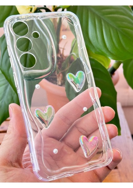 Samsung Galaxy S24 Plus Kılıf 3D Kalpli Inci Tasarımlı Desenli Kamera Korumalı Şeffaf Silikon Kapak fırsatları