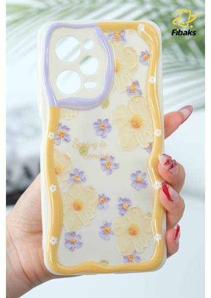 Xiaomi Redmi Note 12 Pro 5g Kılıf Tasarımlı Desenli Kamera Korumalı Papatya Çiçek Renkli Silikon Kapak