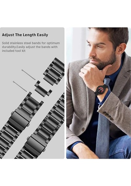 Samsung Galaxy Watch 3 45MM Kordon Paslanmaz Çelik Stainless Steel Baklalı Ayarlanabilir Akıllı Saat Kordonu ve Ayarlama Aparatı modelleri
