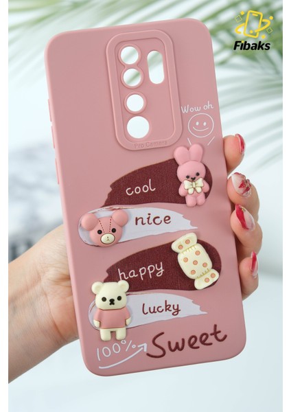 Xiaomi Redmi Note 8 Pro Uyumlu Kılıf Tasarımlı Desenli Kamera Korumalı Tavşan Pembe Yumuşak Silikon Kapak