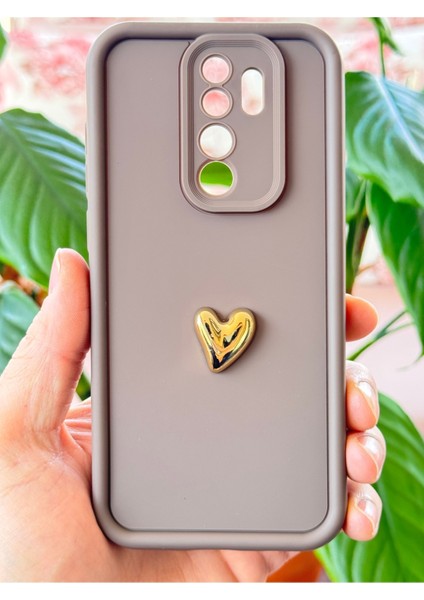 Xiaomi Redmi Note 8 Pro Kılıf 3D Kalp Tasarımlı Kahverengi Desenli Yumuşak Kamera Korumalı Kapak modelleri