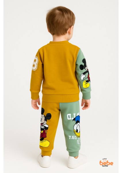 Mickey Mouse & Donald Duck Baskılı Erkek Çocuk Eşofman Takımı Pamuklu Rahat Günlük Spor Kıyafet fiyatları