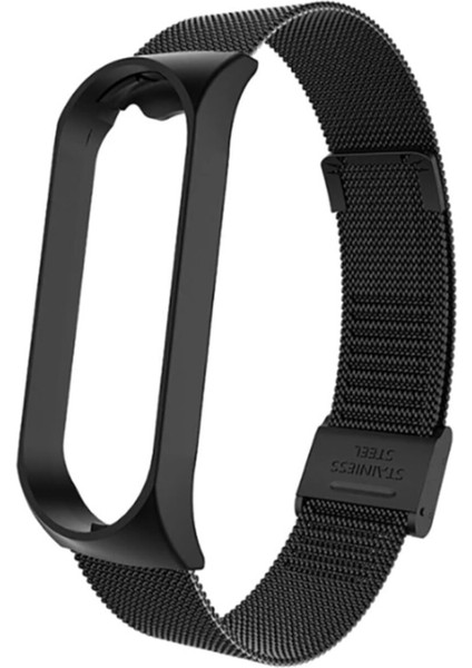 Xiaomi Mi Band 3 Uyumlu Paslanmaz Kasa Klipsli Metal Hasır Kordon Kayış Bileklik
