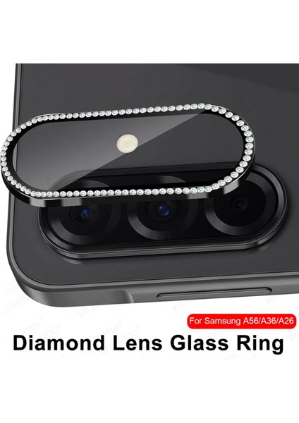 Samsung Galaxy A26 - A36 - A56 Taşlı Parlak Kamera Lens Koruyucu Cam ve Çerçeve Kamera Koruma Lensi fiyatları