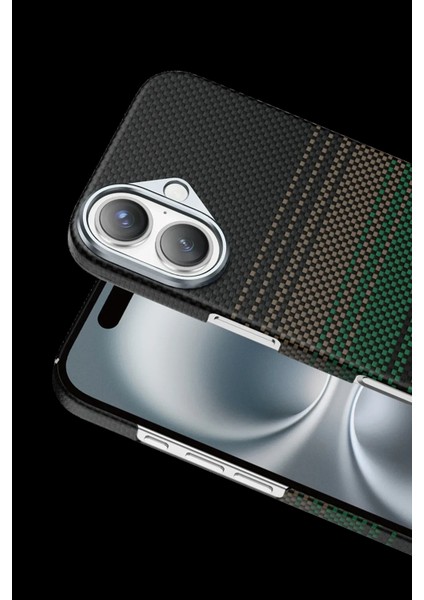 Apple iPhone 17 Kılıf Aramid Fiber Ruaha Kevlar Magsafe Kapak - Turuncu ve Lacivert Renkleriyle fiyatları