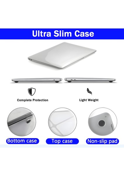 Apple Macbook Pro 13 2020/2022 A2251 A2289 A2338 A1706 A1708 A2159 Uyumlu Kılıf Şeffaf Kılıf Hava Menfezli Tam Koruma Kristal Kapak